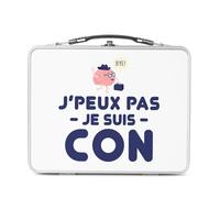 Fabulous Lunch Box Métal Argenté pour Sandwich et Snack - J'Peux Pas Je Suis Con Ami Pote Humour Blague - Boîte à Goûter Aluminium Gamelle Rigide Style Rétro Imprimée en France