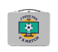 Fabulous Lunch Box Métal Argenté pour Sandwich et Snack - J'Peux Pas Y'a Match Football Sport TV - Boîte à Goûter Aluminium Gamelle Rigide Style Rétro Imprimée en France
