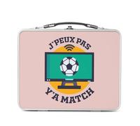 Fabulous Lunch Box Métal Argenté pour Sandwich et Snack - J'Peux Pas Y'a Match Football Sport TV - Boîte à Goûter Aluminium Gamelle Rigide Style Rétro Imprimée en France