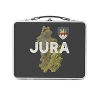Fabulous Lunch Box Métal Argenté pour Sandwich et Snack - Jura 39 Departement Lons Carte Ancienne Franche Comté - Boîte à Goûter Aluminium Gamelle Rigide Style Rétro Imprimée en France