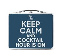 Fabulous Lunch Box Métal Argenté pour Sandwich et Snack - Keep Calm and Cocktail Hour is On Parodie Angleterre Apéro - Boîte à Goûter Aluminium Gamelle Rigide Style Rétro Imprimée en France
