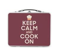 Fabulous Lunch Box Métal Argenté pour Sandwich et Snack - Keep Calm and Cook On Cuisine Chef Angleterre - Boîte à Goûter Aluminium Gamelle Rigide Style Rétro Imprimée en France