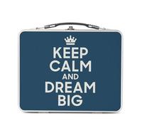 Fabulous Lunch Box Métal Argenté pour Sandwich et Snack - Keep Calm and Dream Big Reve Angleterre - Boîte à Goûter Aluminium Gamelle Rigide Style Rétro Imprimée en France