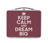 Fabulous Lunch Box Métal Argenté pour Sandwich et Snack - Keep Calm and Dream Big Reve Angleterre - Boîte à Goûter Aluminium Gamelle Rigide Style Rétro Imprimée en France