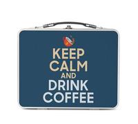 Fabulous Lunch Box Métal Argenté pour Sandwich et Snack - Keep Calm and Drink Coffee Parodie Angleterre Café - Boîte à Goûter Aluminium Gamelle Rigide Style Rétro Imprimée en France