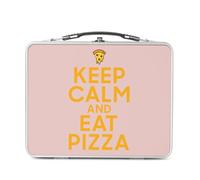 Fabulous Lunch Box Métal Argenté pour Sandwich et Snack - Keep Calm and Eat Pizza Parodie Street Food Italie - Boîte à Goûter Aluminium Gamelle Rigide Style Rétro Imprimée en France