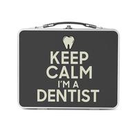 Fabulous Lunch Box Métal Argenté pour Sandwich et Snack - Keep Calm I'm a Dentist Parodie Métier Dentiste - Boîte à Goûter Aluminium Gamelle Rigide Style Rétro Imprimée en France
