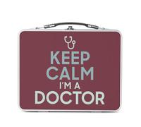 Fabulous Lunch Box Métal Argenté pour Sandwich et Snack - Keep Calm I'm a Doctor Parodie Métier Docteur - Boîte à Goûter Aluminium Gamelle Rigide Style Rétro Imprimée en France