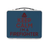 Fabulous Lunch Box Métal Argenté pour Sandwich et Snack - Keep Calm I'm a Firefighter Parodie Métier Job Pompier - Boîte à Goûter Aluminium Gamelle Rigide Style Rétro Imprimée en France