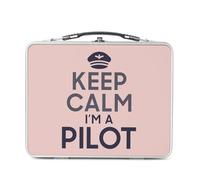 Fabulous Lunch Box Métal Argenté pour Sandwich et Snack - Keep Calm I'm a Pilot Parodie Métier Job Pilote Avion - Boîte à Goûter Aluminium Gamelle Rigide Style Rétro Imprimée en France
