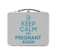 Fabulous Lunch Box Métal Argenté pour Sandwich et Snack - Keep Calm I'm Pregnant Again Enceinte Mère Future Maman - Boîte à Goûter Aluminium Gamelle Rigide Style Rétro Imprimée en France