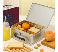 Fabulous Lunch Box Métal Argenté pour Sandwich et Snack - Keep Calm I'm Pregnant Again Enceinte Mère Future Maman - Boîte à Goûter Aluminium Gamelle Rigide Style Rétro Imprimée en France