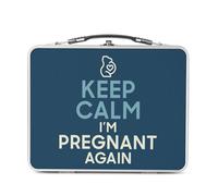 Fabulous Lunch Box Métal Argenté pour Sandwich et Snack - Keep Calm I'm Pregnant Again Enceinte Mère Future Maman - Boîte à Goûter Aluminium Gamelle Rigide Style Rétro Imprimée en France