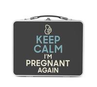 Fabulous Lunch Box Métal Argenté pour Sandwich et Snack - Keep Calm I'm Pregnant Again Enceinte Mère Future Maman - Boîte à Goûter Aluminium Gamelle Rigide Style Rétro Imprimée en France