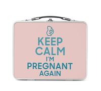 Fabulous Lunch Box Métal Argenté pour Sandwich et Snack - Keep Calm I'm Pregnant Again Enceinte Mère Future Maman - Boîte à Goûter Aluminium Gamelle Rigide Style Rétro Imprimée en France