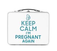 Fabulous Lunch Box Métal Argenté pour Sandwich et Snack - Keep Calm I'm Pregnant Again Enceinte Mère Future Maman - Boîte à Goûter Aluminium Gamelle Rigide Style Rétro Imprimée en France
