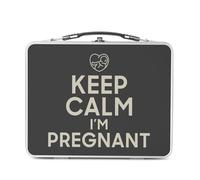 Fabulous Lunch Box Métal Argenté pour Sandwich et Snack - Keep Calm I'm Pregnant Enceinte Mère Future Maman - Boîte à Goûter Aluminium Gamelle Rigide Style Rétro Imprimée en France