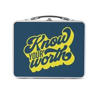 Fabulous Lunch Box Métal Argenté pour Sandwich et Snack - Know Your Worth Typographie Message Bien Etre Self Care Amour Santé - Boîte à Goûter Aluminium Gamelle Rigide Style Rétro Imprimée en France