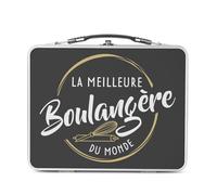 Fabulous Lunch Box Métal Argenté pour Sandwich et Snack - La Meilleure Boulangere du Monde Artisan Boulangerie Patisserie Pain - Boîte à Goûter Aluminium Gamelle Rigide Style Rétro Imprimée en France