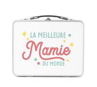Fabulous Lunch Box Métal Argenté pour Sandwich et Snack - La Meilleure Mamie du Monde Famille Grand Mère - Boîte à Goûter Aluminium Gamelle Rigide Style Rétro Imprimée en France