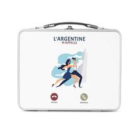 Fabulous Lunch Box Métal Argenté pour Sandwich et Snack - L'Argentine M'Appelle Voyage Passion Tango Dance - Boîte à Goûter Aluminium Gamelle Rigide Style Rétro Imprimée en France