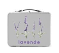 Fabulous Lunch Box Métal Argenté pour Sandwich et Snack - Lavende Provence Fleurs Minimaliste Chic Amour - Boîte à Goûter Aluminium Gamelle Rigide Style Rétro Imprimée en France