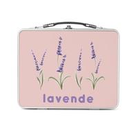 Fabulous Lunch Box Métal Argenté pour Sandwich et Snack - Lavende Provence Fleurs Minimaliste Chic Amour - Boîte à Goûter Aluminium Gamelle Rigide Style Rétro Imprimée en France