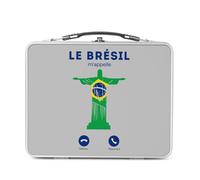 Fabulous Lunch Box Métal Argenté pour Sandwich et Snack - Le Brésil M'Appelle Christ Culture Rio Merveille - Boîte à Goûter Aluminium Gamelle Rigide Style Rétro Imprimée en France