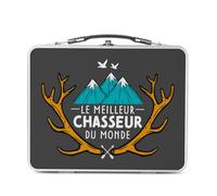 Fabulous Lunch Box Métal Argenté pour Sandwich et Snack - Le Meilleur Chasseur du Monde Chasse Montagne - Boîte à Goûter Aluminium Gamelle Rigide Style Rétro Imprimée en France