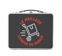 Fabulous Lunch Box Métal Argenté pour Sandwich et Snack - Le Meilleur du Monde Livreur Livraison Transporteur Colis Pizza - Boîte à Goûter Aluminium Gamelle Rigide Style Rétro Imprimée en France