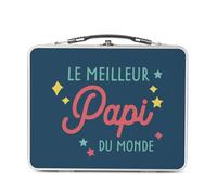 Fabulous Lunch Box Métal Argenté pour Sandwich et Snack - Le Meilleur Papi du Monde Grand Père Famille - Boîte à Goûter Aluminium Gamelle Rigide Style Rétro Imprimée en France