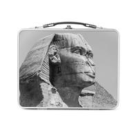 Fabulous Lunch Box Métal Argenté pour Sandwich et Snack - Le Sphynx Vallée du Nil Egypte Photo Noir et Blanc - Boîte à Goûter Aluminium Gamelle Rigide Style Rétro Imprimée en France