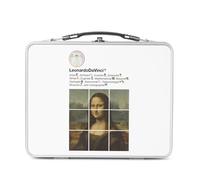 Fabulous Lunch Box Métal Argenté pour Sandwich et Snack - Leonard De Vinci La Joconde Réseaux Sociaux Peinture Peintre - Boîte à Goûter Aluminium Gamelle Rigide Style Rétro Imprimée en France