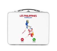 Fabulous Lunch Box Métal Argenté pour Sandwich et Snack - Les Philippines M'Appellent Géographie Tourisme - Boîte à Goûter Aluminium Gamelle Rigide Style Rétro Imprimée en France
