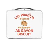 Fabulous Lunch Box Métal Argenté pour Sandwich et Snack - Les Princes existent seulement au Rayon Biscuit - Boîte à Goûter Aluminium Gamelle Rigide Style Rétro Imprimée en France