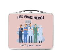 Fabulous Lunch Box Métal Argenté pour Sandwich et Snack - Les Vrais Héros - Personnel Sanitaire Métier Santé Boîte à Goûter Aluminium Gamelle Rigide Style Rétro Imprimée en France