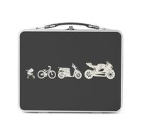 Fabulous Lunch Box Métal Argenté pour Sandwich et Snack - L'évolution de la Moto Grosses cylindrées Cafe Racer Poucette - Boîte à Goûter Aluminium Gamelle Rigide Style Rétro Imprimée en France
