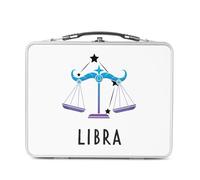 Fabulous Lunch Box Métal Argenté pour Sandwich et Snack - Libra Astrology Sign Celestial Solar Sideral Forecast - Boîte à Goûter Aluminium Gamelle Rigide Style Rétro Imprimée en France