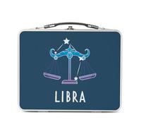 Fabulous Lunch Box Métal Argenté pour Sandwich et Snack - Libra Astrology Sign Celestial Solar Sideral Forecast - Boîte à Goûter Aluminium Gamelle Rigide Style Rétro Imprimée en France