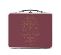 Fabulous Lunch Box Métal Argenté pour Sandwich et Snack - Libra Sign Astrology Bohemian Zodiac Asters Constellation - Boîte à Goûter Aluminium Gamelle Rigide Style Rétro Imprimée en France