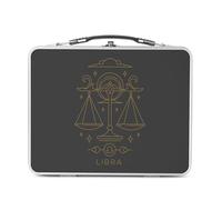Fabulous Lunch Box Métal Argenté pour Sandwich et Snack - Libra Sign Astrology Bohemian Zodiac Asters Constellation - Boîte à Goûter Aluminium Gamelle Rigide Style Rétro Imprimée en France