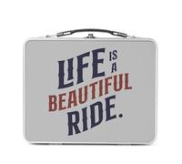 Fabulous Lunch Box Métal Argenté pour Sandwich et Snack - Life is a Beautiful Ride Motorcycle Big Bike Cafe Racer - Boîte à Goûter Aluminium Gamelle Rigide Style Rétro Imprimée en France