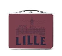 Fabulous Lunch Box Métal Argenté pour Sandwich et Snack - Lille Minimalist Ville France Nord Histoire - Boîte à Goûter Aluminium Gamelle Rigide Style Rétro Imprimée en France