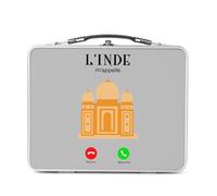 Fabulous Lunch Box Métal Argenté pour Sandwich et Snack - L'Inde M'Appelle Taj Mahal Agra Delhi Patrimoine - Boîte à Goûter Aluminium Gamelle Rigide Style Rétro Imprimée en France