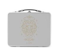 Fabulous Lunch Box Métal Argenté pour Sandwich et Snack - Lion Signe Astrologie Bohème Zodiaque Astres Constellation - Boîte à Goûter Aluminium Gamelle Rigide Style Rétro Imprimée en France