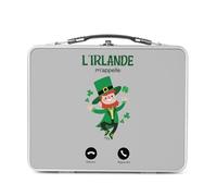 Fabulous Lunch Box Métal Argenté pour Sandwich et Snack - L'Irlande M'Appelle Leprechaun Trèfle Voyage - Boîte à Goûter Aluminium Gamelle Rigide Style Rétro Imprimée en France