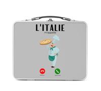 Fabulous Lunch Box Métal Argenté pour Sandwich et Snack - L'Italie M'Appelle Pizza Gastronomie Culture - Boîte à Goûter Aluminium Gamelle Rigide Style Rétro Imprimée en France