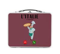 Fabulous Lunch Box Métal Argenté pour Sandwich et Snack - L'Italie M'Appelle Pizza Gastronomie Culture - Boîte à Goûter Aluminium Gamelle Rigide Style Rétro Imprimée en France