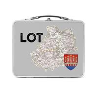 Fabulous Lunch Box Métal Argenté pour Sandwich et Snack - Lot 46 Département Cahors Carte Ancienne Rare Occitanie - Boîte à Goûter Aluminium Gamelle Rigide Style Rétro Imprimée en France