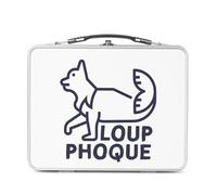 Fabulous Lunch Box Métal Argenté pour Sandwich et Snack - Loup-phoque Humour Animaux Loufoque Jeu de Mot - Boîte à Goûter Aluminium Gamelle Rigide Style Rétro Imprimée en France